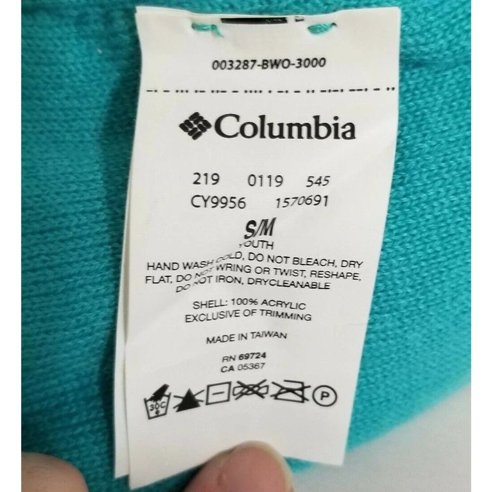 Columbia Sportswear Burgundy Teal Fair Isle/ Solid Reversible Winter Hat Sz S/M